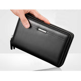 Men's Wallet Leather Money Passport Bag large Capacity Thin Coin Purse Coin Card Holder Male Long Handbag Mart Lion Black  