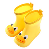 Rain Boots Kids for Boys Girls Cute Waterproof Baby Non-slip Rubber Water Shoes Children Rainboots 4 Seasons Mart Lion Yellow duck 5.5 