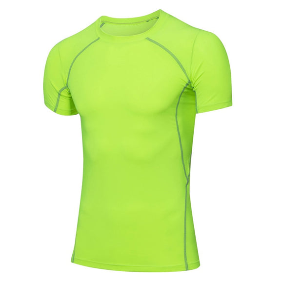 Running shirt summer Men's Sports Training Slim Fit Tights Tops Tees Gym Compression Black T-shirts Mart Lion - Mart Lion