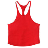 Bodybuilding stringer tank tops men blank vest solid color gyms singlets fitness undershirt men vest muscle sleeveless shirt Mart Lion Red M 