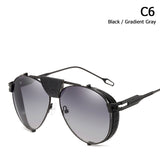 SteamPunk Aviation Style Sunglasses Men's Vintage Brand Design Rock Cool Oculos De Sol 66350 Mart Lion C6  