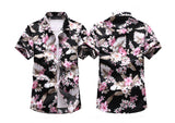 Summer floral printed Men's Hawaiian vacation Party Slim black  shirts Hip hop male Short sleeve casual Mart Lion   