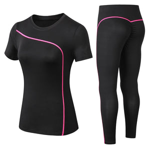 Set Quick Dry 2 Piece Female Short-sleeved long Pants Outdoor Sportswear Fitness suit Sport outfit for woman Mart Lion   