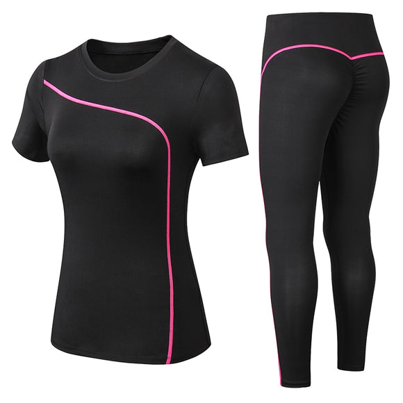  Set Quick Dry 2 Piece Female Short-sleeved long Pants Outdoor Sportswear Fitness suit Sport outfit for woman Mart Lion - Mart Lion