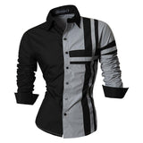 Jeansian Men's Dress Shirts Casual Stylish Long Sleeve Designer Button Down Z014 Black2 Mart Lion Z014-Gray US M(170-175cm)70kg China