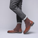 Men Leather Boots Autumn Winter Superior Plush Keep Warm Motorcycle Mart Lion   