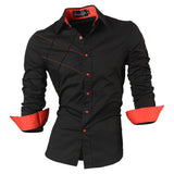 Jeansian Men's Dress Casual Shirts Button Down Long Sleeve Designer Mart Lion 2028-Black US M(170-175cm)70kg China