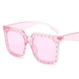 Retro Oversized Diamond Frame Square Sunglasses for women Unique Vintage Diamond Mart Lion pink  