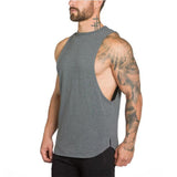 Muscleguys Stringer Tank Top Men's Bodybuilding Clothing Fitness Sleeveless gyms Vests Cotton Singlets Muscle Tops Mart Lion dark grey 87 M 