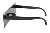 Futuristic Oversize Shield Visor Sunglasses Flat Top Mirrored Mono Lens Lady Metal Frame NX Mart Lion   