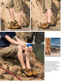  Hiking Shoes Men's Summer Waterproof Breathable Yellow Elastic Leather Walking Tour Beach Rock Outdoor Men's Climbing Trekking Mart Lion - Mart Lion