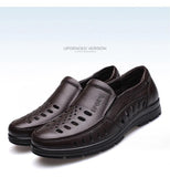 Men Sandals Summer Shoes Genuine Leather Ventilation Casual Sandals Black brown Mart Lion   