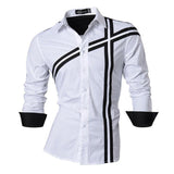 Jeansian Men's Dress Shirts Casual Stylish Long Sleeve Designer Button Down Z014 White Mart Lion   
