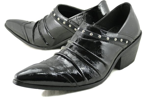  Men's moccasin Black Shoes Pointed Toe Patent Genuine Leather Oxford Black Dress Loafers flats Mart Lion - Mart Lion