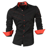 jeansian casual shirts dress men's clothing long sleeve social boutique cotton western button Mart Lion 2028-Black US M China