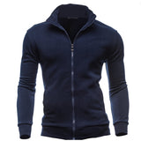 Men's Jackets Hoodless Sweatshirts Stand-up collar Retro Coat Hoody Cardigan Zipper Mart Lion Navy Blue M 