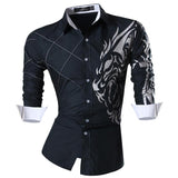Jeansian Men's Dress Casual Shirts Button Down Long Sleeve Designer Mart Lion Z030-Navy US M(170-175cm)70kg China