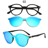 Brand TR90 Flexible Retro Eyewear Women Clips Polarized Lenses Magnet Men's Mirror   Sunglasses Optical Glasses Frames Round Mart Lion CTTR2285-C2  
