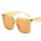 Retro Oversized Diamond Frame Square Sunglasses women Unique Vintage Men's Diamond with Box NX Mart Lion orange  