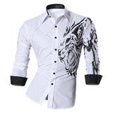 Jeansian Men's Dress Casual Shirts Button Down Long Sleeve Designer Mart Lion Z030-White US M(170-175cm)70kg China