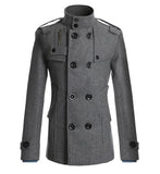 Men's Wool Overcoat Long Suit Woolen Windbreaker Coat Outer Casual Wear Clothing Mart Lion Gray M 