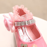 Children Shoes For Girl Princess Lace Leather Cute Bow Rhinestone Wedding Student Party Dance Mart Lion   