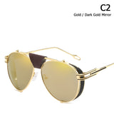 SteamPunk Aviation Style Sunglasses Men's Vintage Brand Design Rock Cool Oculos De Sol 66350 Mart Lion C2  