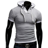 Men's T Shirt Summer Slim Fitness Hooded Short-Sleeved Tees Camisa Masculina Sportswer Homme Mart Lion Light Grey Size M 45 to 55 kg 
