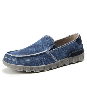 Summer Casual Men's Canvas Shoes Breathable Flats Outdoor Shoes For Men Slip-On Canvas Loafers Mart Lion blue 7 