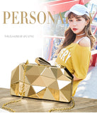  Gold Acrylic Box Geometric Evening Bag Clutch bags Elegent Chain Women Handbag For Party Shoulder Mart Lion - Mart Lion