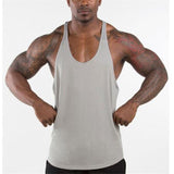 Muscleguys Gyms Singlets Men's Blank Tank Tops 100% Cotton Sleeveless Shirt Bodybuilding Vest and Fitness Stringer Casual Clothes Mart Lion gray M 
