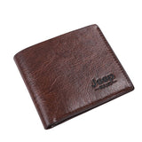 Passport bag short Bifold men's Wallet durable casual PU material wallet With Cash Coin Photo Pocket c135 Mart Lion Deep Brown  
