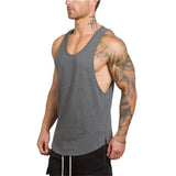 Muscleguys Stringer Tank Top Men's Bodybuilding Clothing Fitness Sleeveless gyms Vests Cotton Singlets Muscle Tops Mart Lion dark grey 89 M 