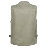Summer Men's Casual Sleeveless Vest Multi Pocket Cotton Waistcoat Cargo Vest Military Sleeveless Jacket Coat Mart Lion   