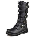 Men's Moto Boots Army Boots Military Tactical Boot Mid-calf Metal Punk Men's Shoes Platform Long Boots Mart Lion Belt 5 