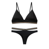 1set Women Lingerie Sets Bra Brief Bikini Bralette Active Seamless Bras Panties Underwear Mart Lion black l S