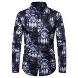 Shirts Men's Dress Casual Abstract Spider Web Print Long Sleeve Camisa Social Gradient Elasticity Mart Lion   