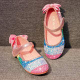 Kids Shoes Wedding Dance Girls Princess Children Casual Glitter Leather Rainbow Sequins Sandals Party Dress Loafers Mart Lion Pink 1(insole 19.3cm) 