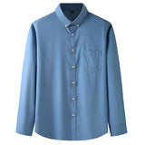 Men's Shirts Loose Casual Pocket Cotton Autumn Men's Long Sleeve Cotton Light Blue Elasticity Mart Lion Sky blue XL-185 