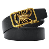 Metal Scorpion Shape 3D Buckle Belts Men's Leather Luxury Brand  Automatic Buckle Punk Belt Designer Belt Animal Mart Lion Gold 100cm 