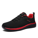 Summer Men's Shoes Mesh Breathable Casual Lightweight Moccasins Sneakers Mart Lion Black Red 5 