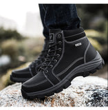 Yellow Hiking Boots Men's Snow Warm Fur Outdoor Sneakers Trekking Black Waterproof Leather Ankle Shoes Winter Hunting Mart Lion   