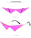 Oversized Cat eye Rimless Sunglasses Women One Piece Lens Female Trend Triangle Eyewear Men UV400 Mart Lion   