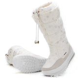 Women Snow Boots Keep Warm Shoes Plush Waterproof Non-slip Boots Female Mid-Calf Winter Easy Wear Zipper Mujer Mart Lion White 35 