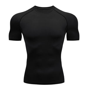 Compression Quick dry T-shirt Men's Running Sport Skinny Short Tee Shirt Male Gym Fitness Bodybuilding Workout Black Tops Clothing Mart Lion   