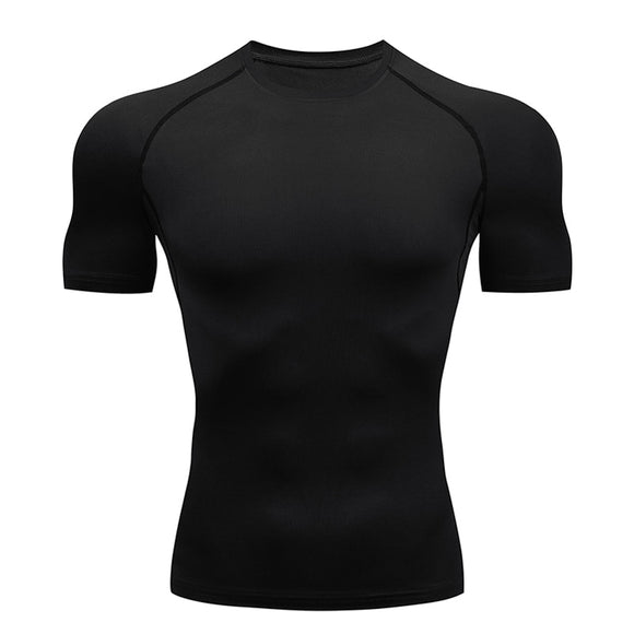  Compression Quick dry T-shirt Men's Running Sport Skinny Short Tee Shirt Male Gym Fitness Bodybuilding Workout Black Tops Clothing Mart Lion - Mart Lion