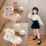 Toddler Girls Children Leather Shoes PU Leather Flats Crystal Princess Party Shoes for girls From 1~10 Years Mart Lion   