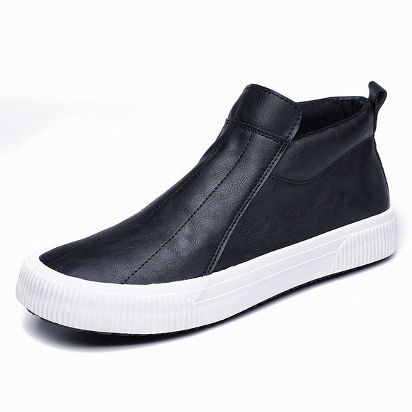 Men's Leather Casual Shoes Spring Simple Slip-on Leisure Flat Cool Loafers Mart Lion   