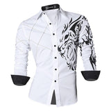 Sportrendy Men's Shirts Dress Casual Leopard Print Stylish Design Shirt Tops Yellow Mart Lion JZS045-White M 