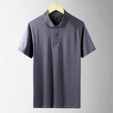 Newest Polo Shirt Soild Short Sleeve Summer Cool Shirt Slim Polo Shirt Men's Thin Shirt Streetwear Tops Clothes Mart Lion Gray M 